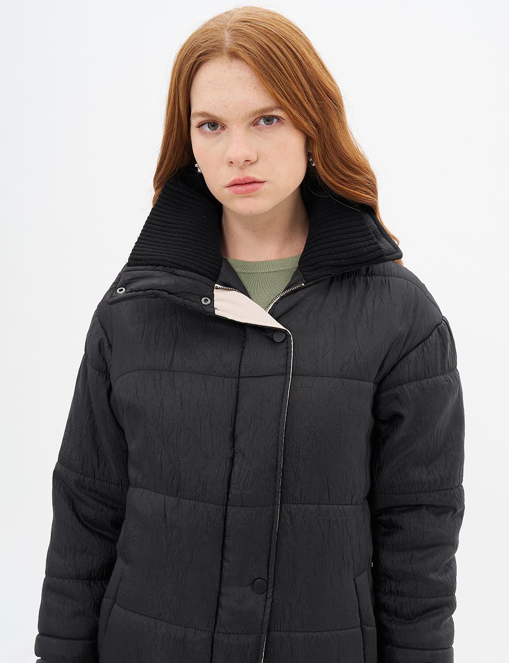 Knitwear Detailed Coat Black