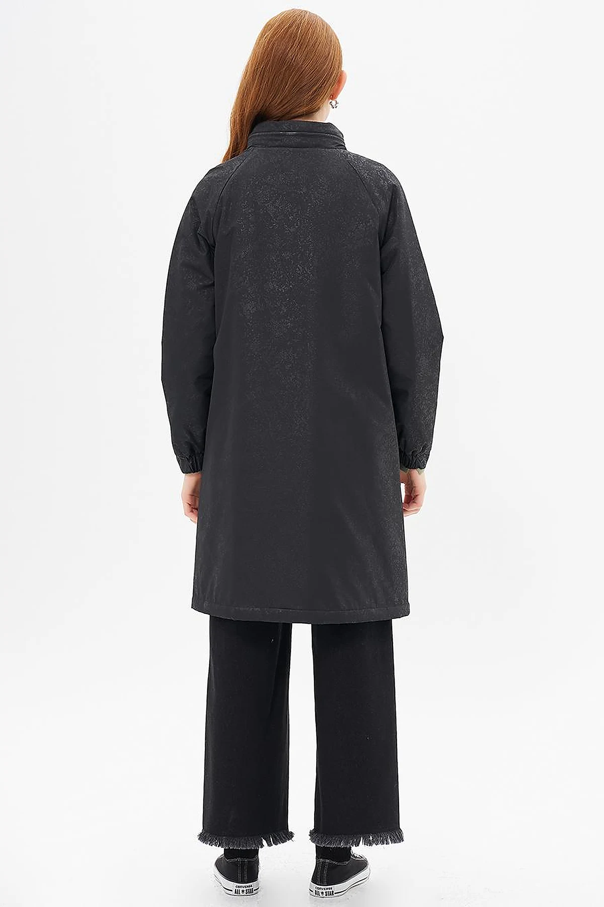 Netted Concealable Hooded Coat Black