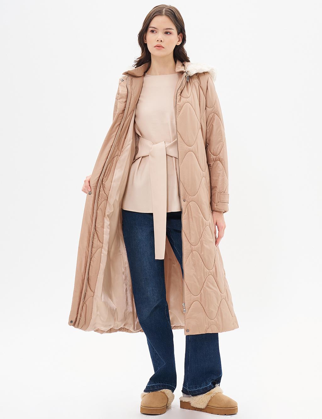 Epaulette Detailed Anorak Coat Powder