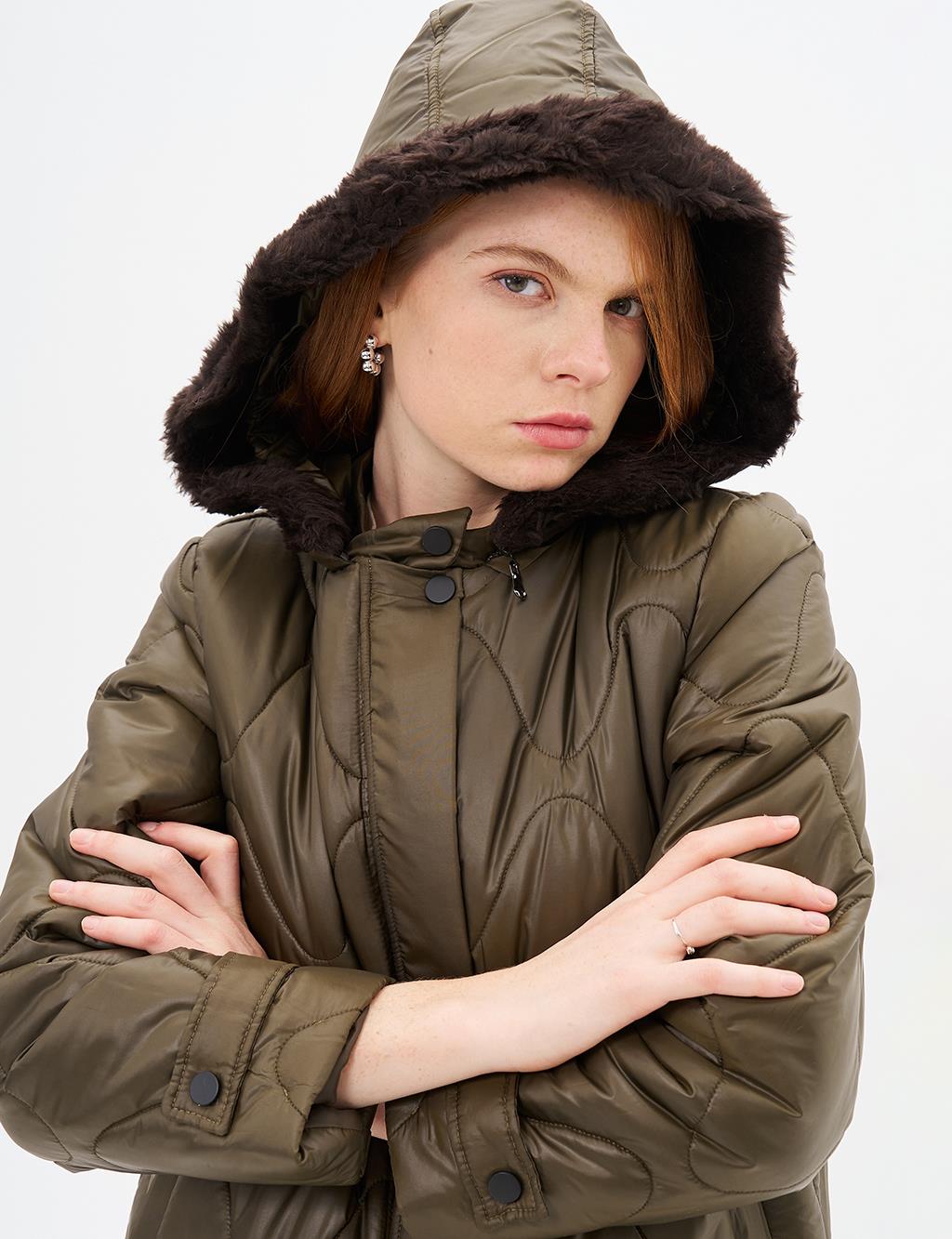 Apolet Detaylı Anorak Mont Haki 
