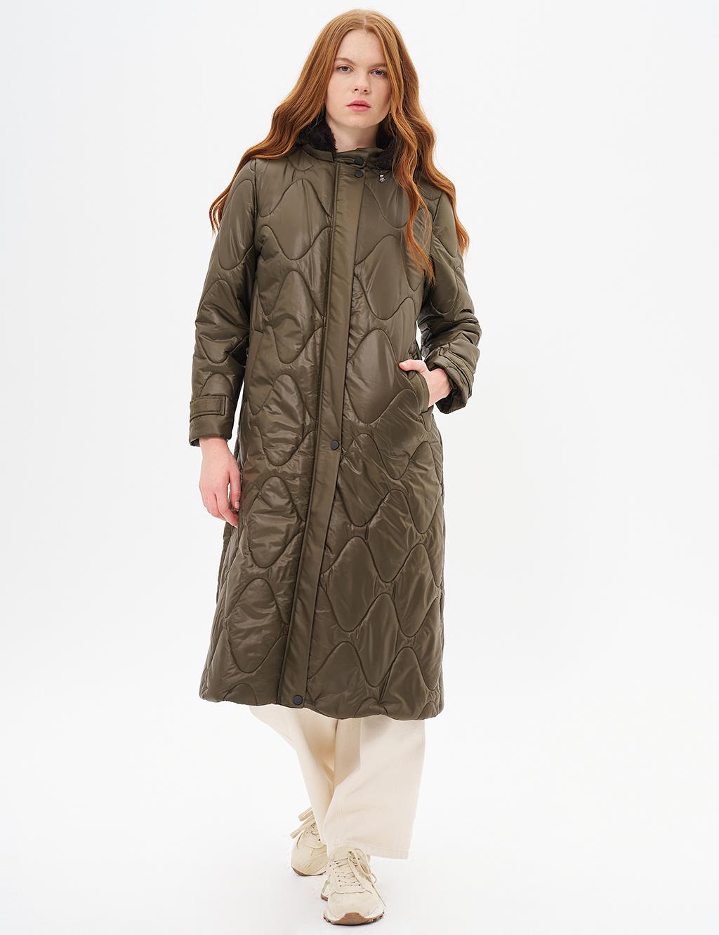 Epaulette Detailed Anorak Coat Khaki