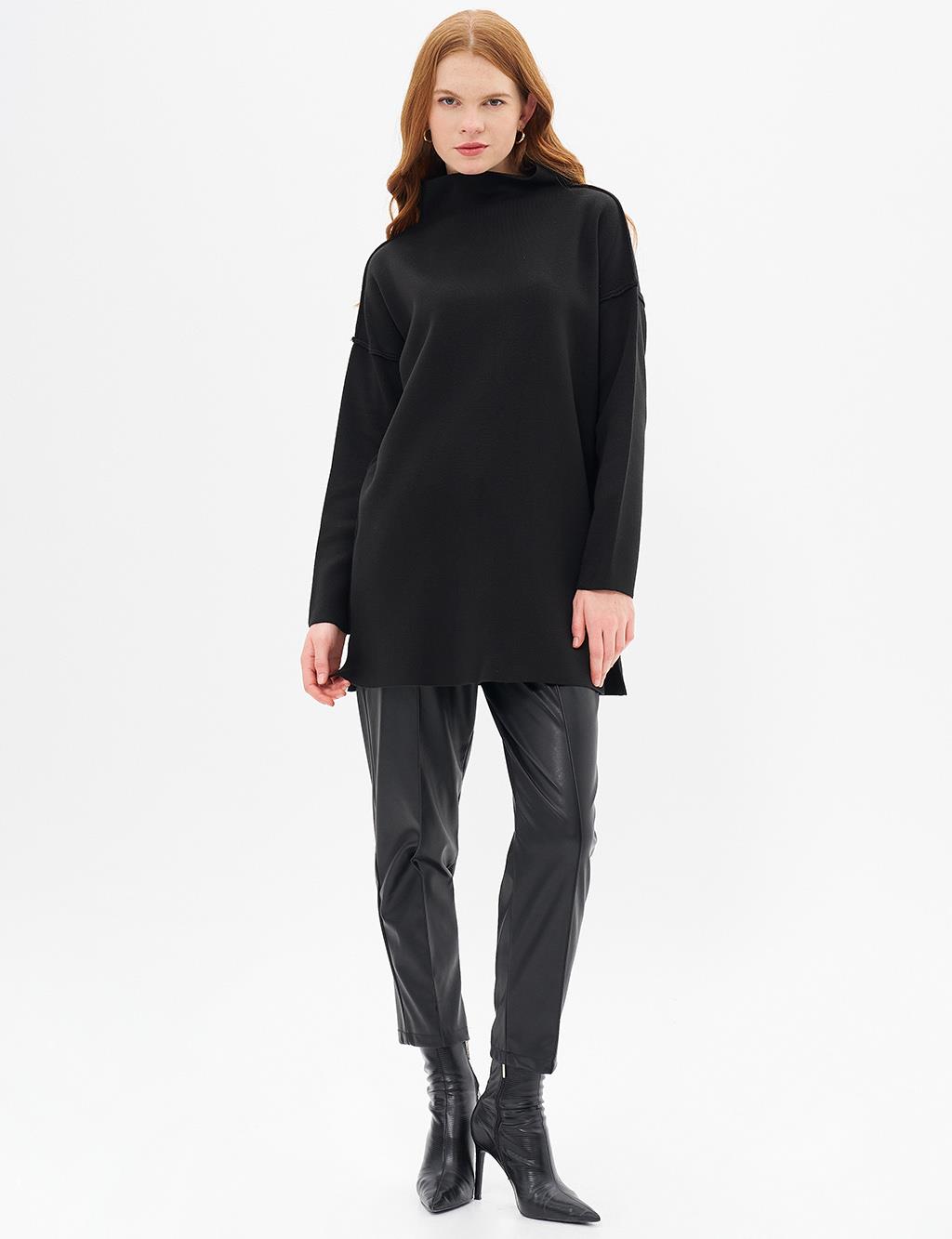 Boat Neck Knitwear Tunic Black