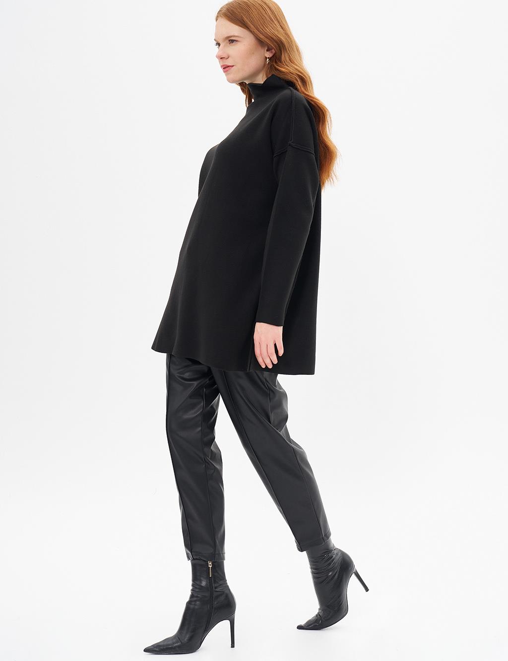 Boat Neck Knitwear Tunic Black