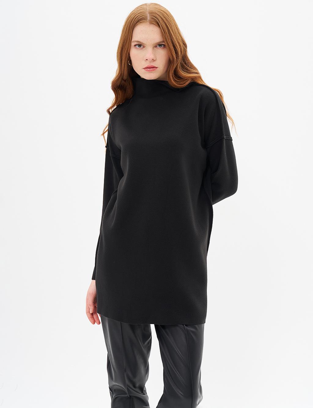 Boat Neck Knitwear Tunic Black