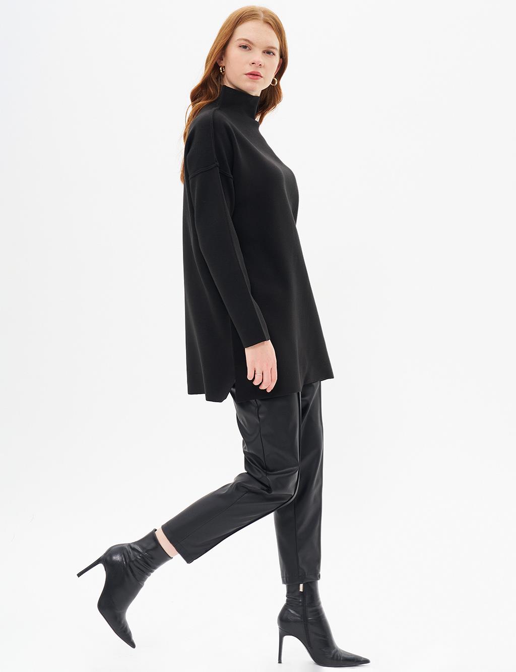 Boat Neck Knitwear Tunic Black