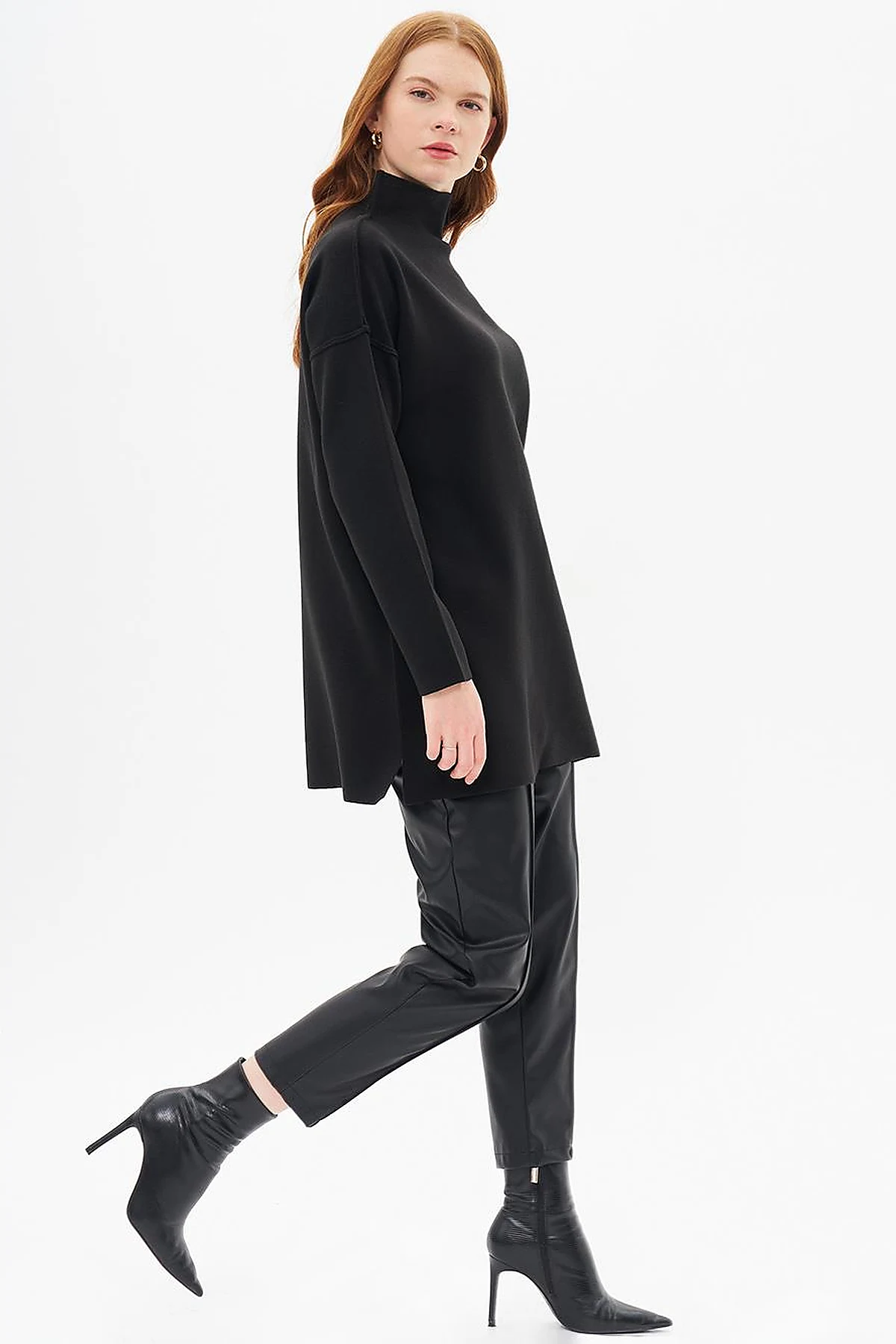 Boat Neck Knitwear Tunic Black