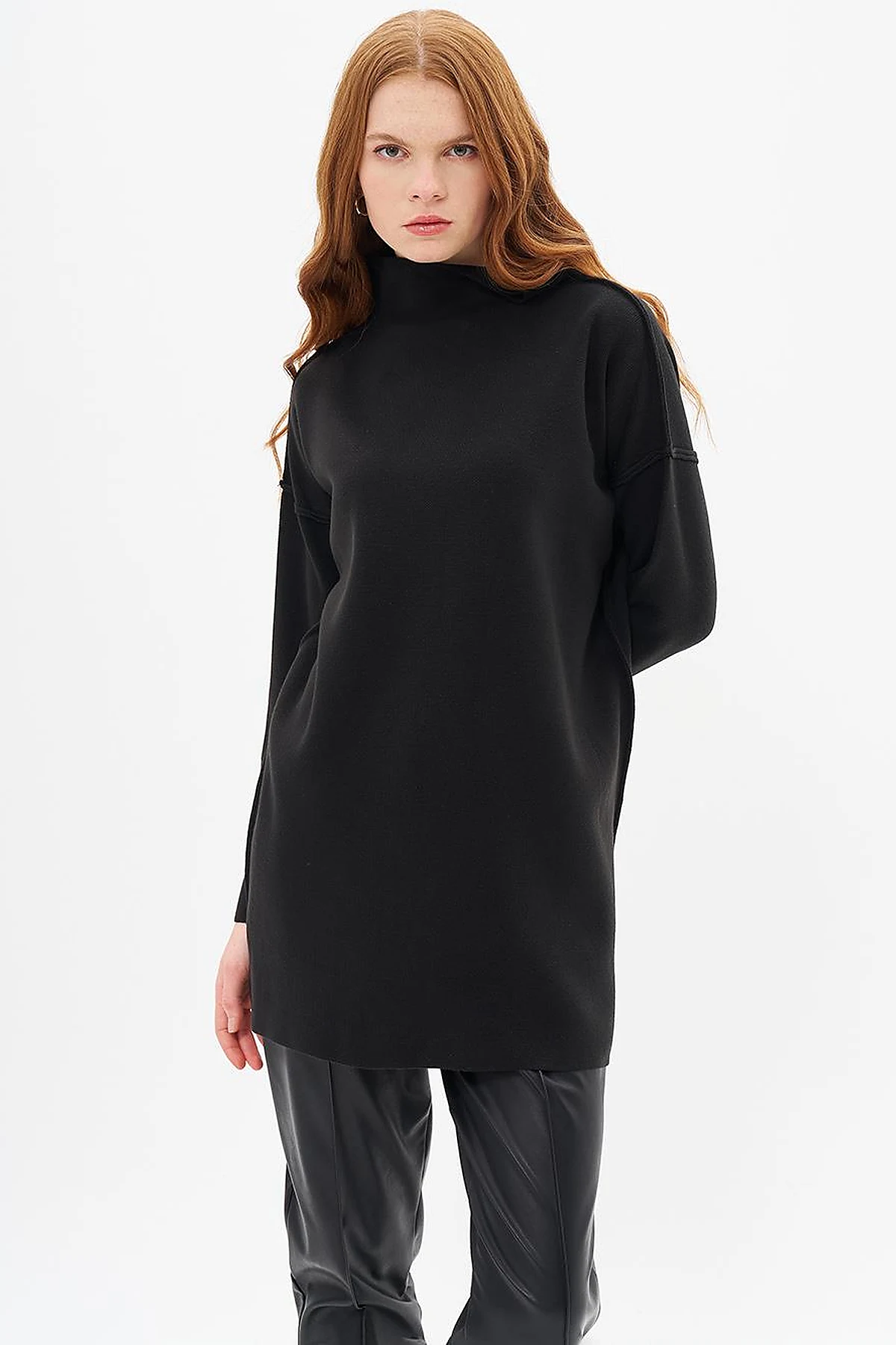 Boat Neck Knitwear Tunic Black