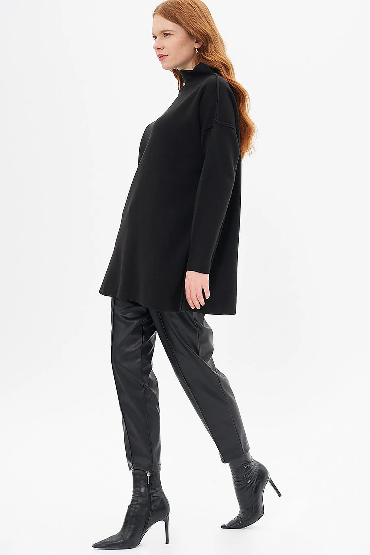 Boat Neck Knitwear Tunic Black