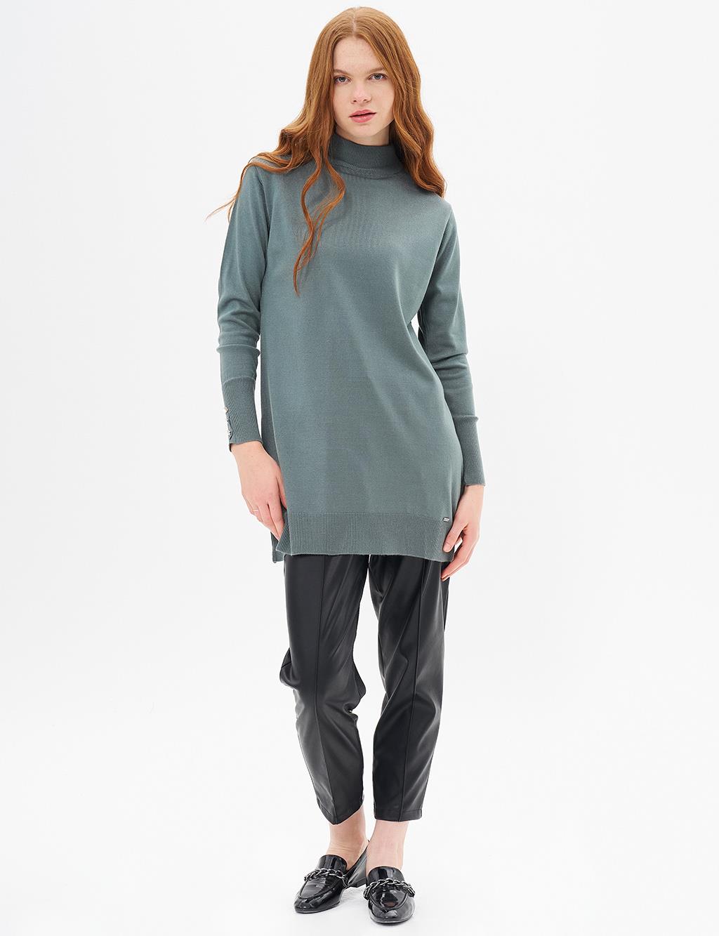 Turtleneck Basic Knitwear Tunic Mold Green