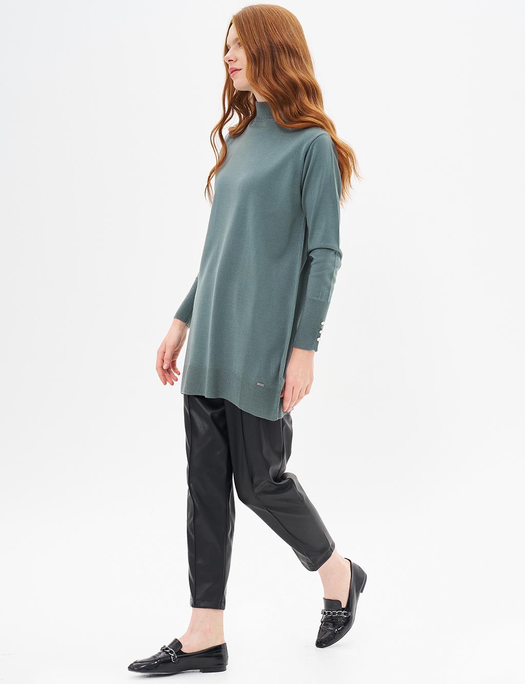 Turtleneck Basic Knitwear Tunic Mold Green