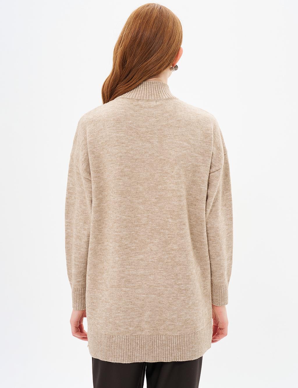 Pearl Embroidered Knitwear Tunic Stone