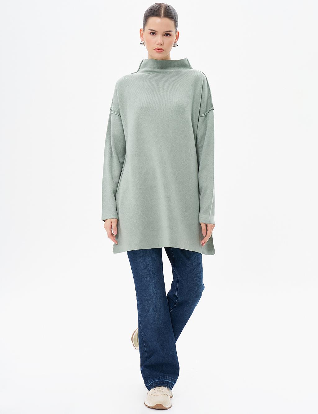 Boat Neck Knitwear Tunic Moss Green