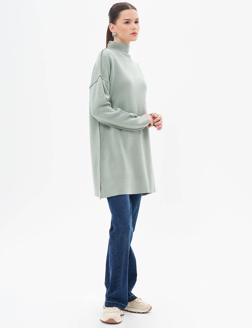 Boat Neck Knitwear Tunic Moss Green