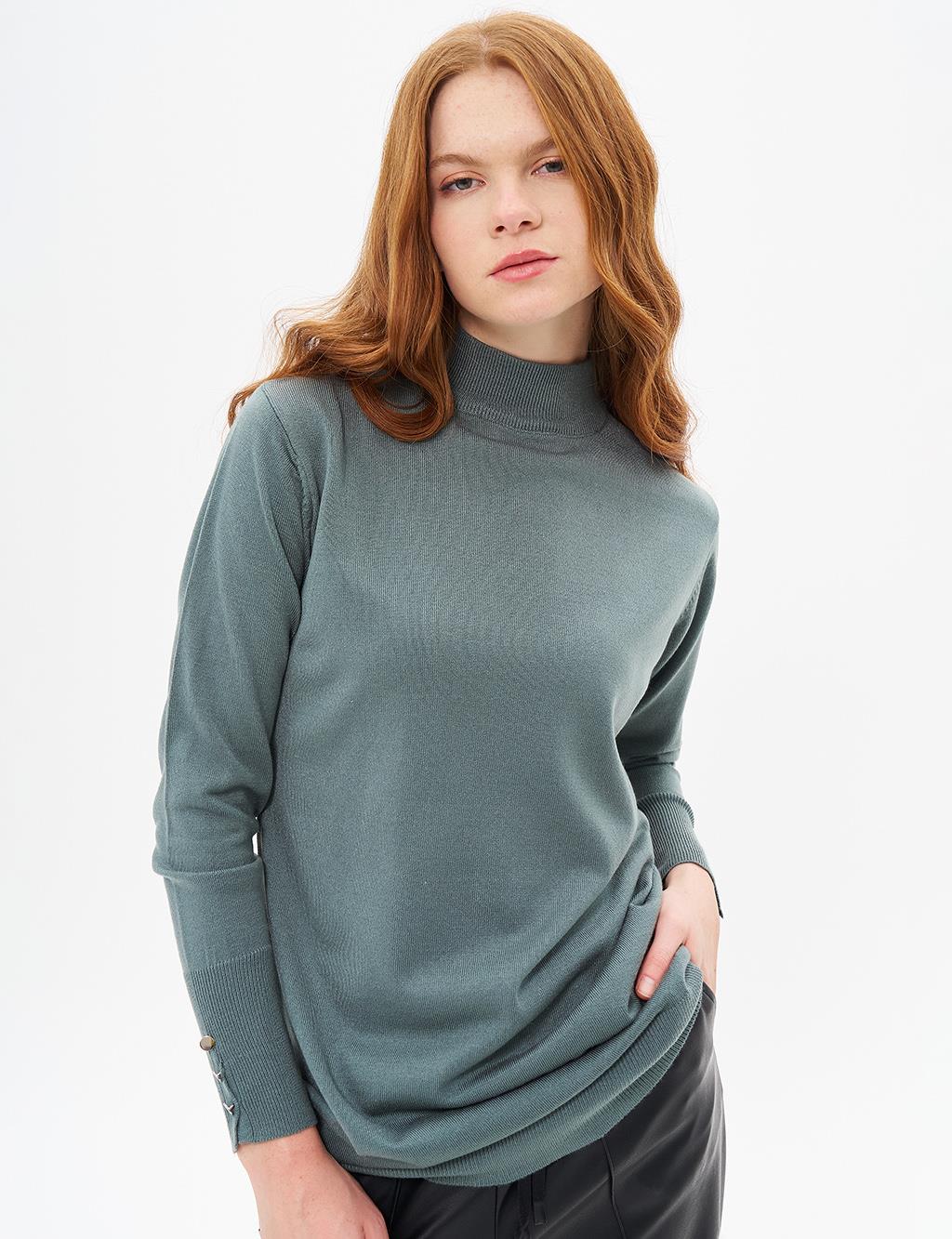 Turtleneck Basic Knitwear Tunic Mold Green