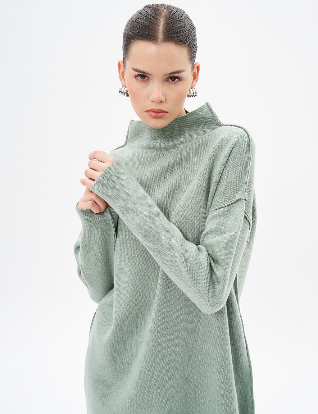 Boat Neck Knitwear Tunic Moss Green