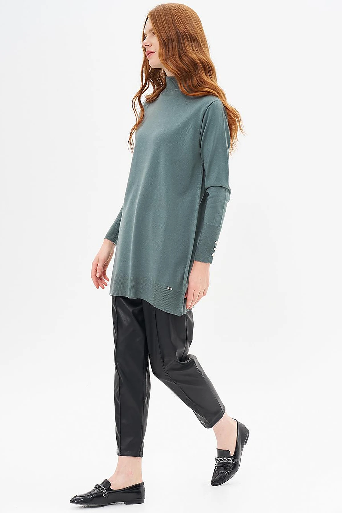 Turtleneck Basic Knitwear Tunic Mold Green