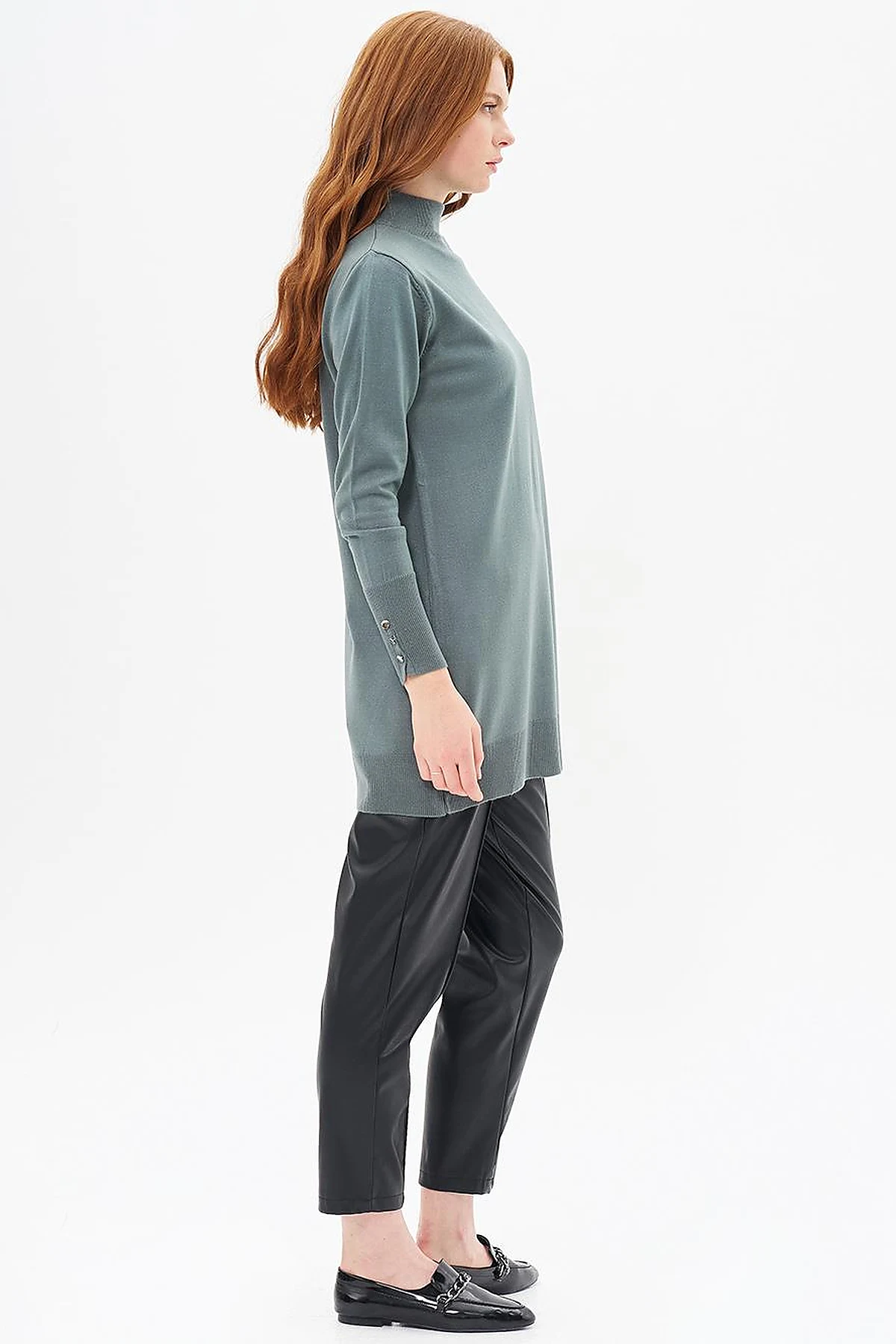 Turtleneck Basic Knitwear Tunic Mold Green