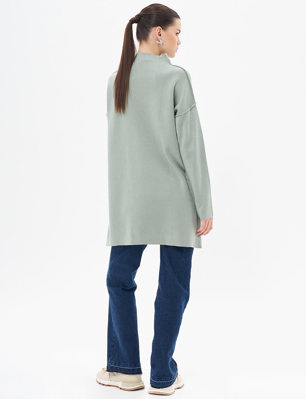 Boat Neck Knitwear Tunic Moss Green