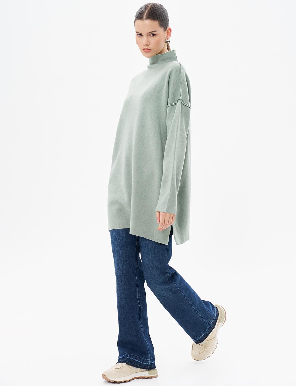 Boat Neck Knitwear Tunic Moss Green