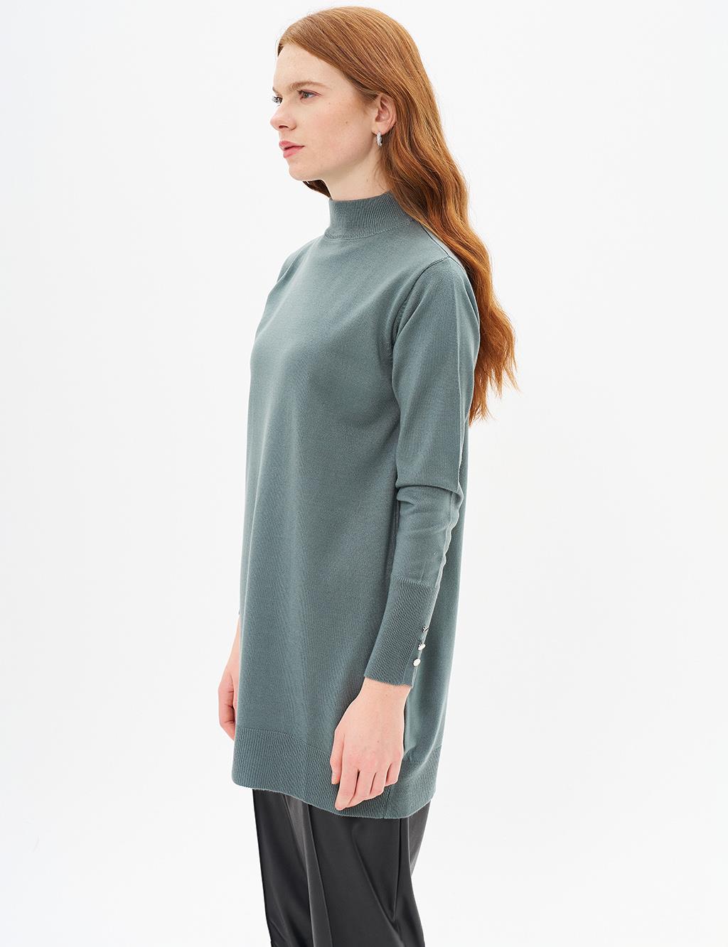 Turtleneck Basic Knitwear Tunic Mold Green