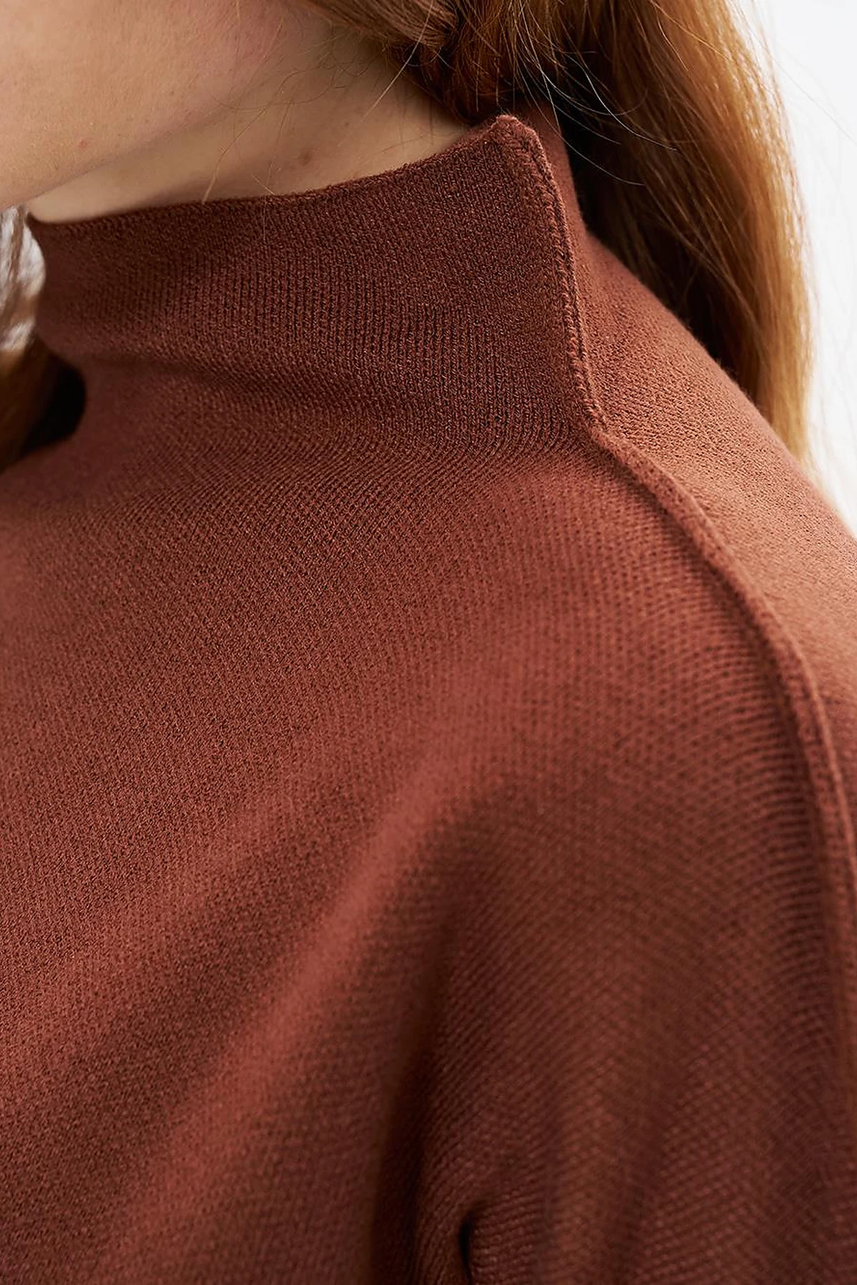 Boat Neck Knitwear Tunic Red Coffee