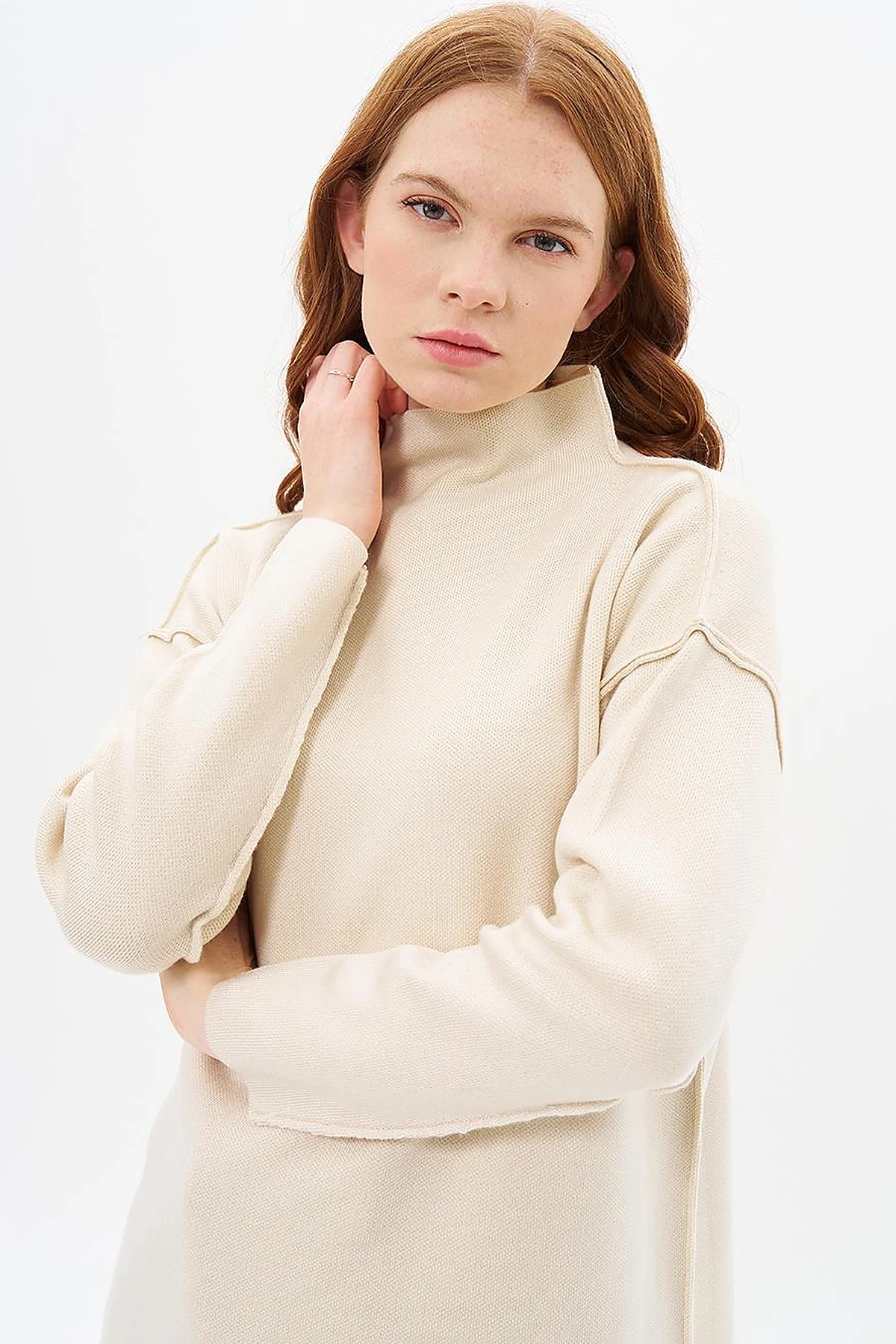 Boat Neck Knitwear Tunic Stone