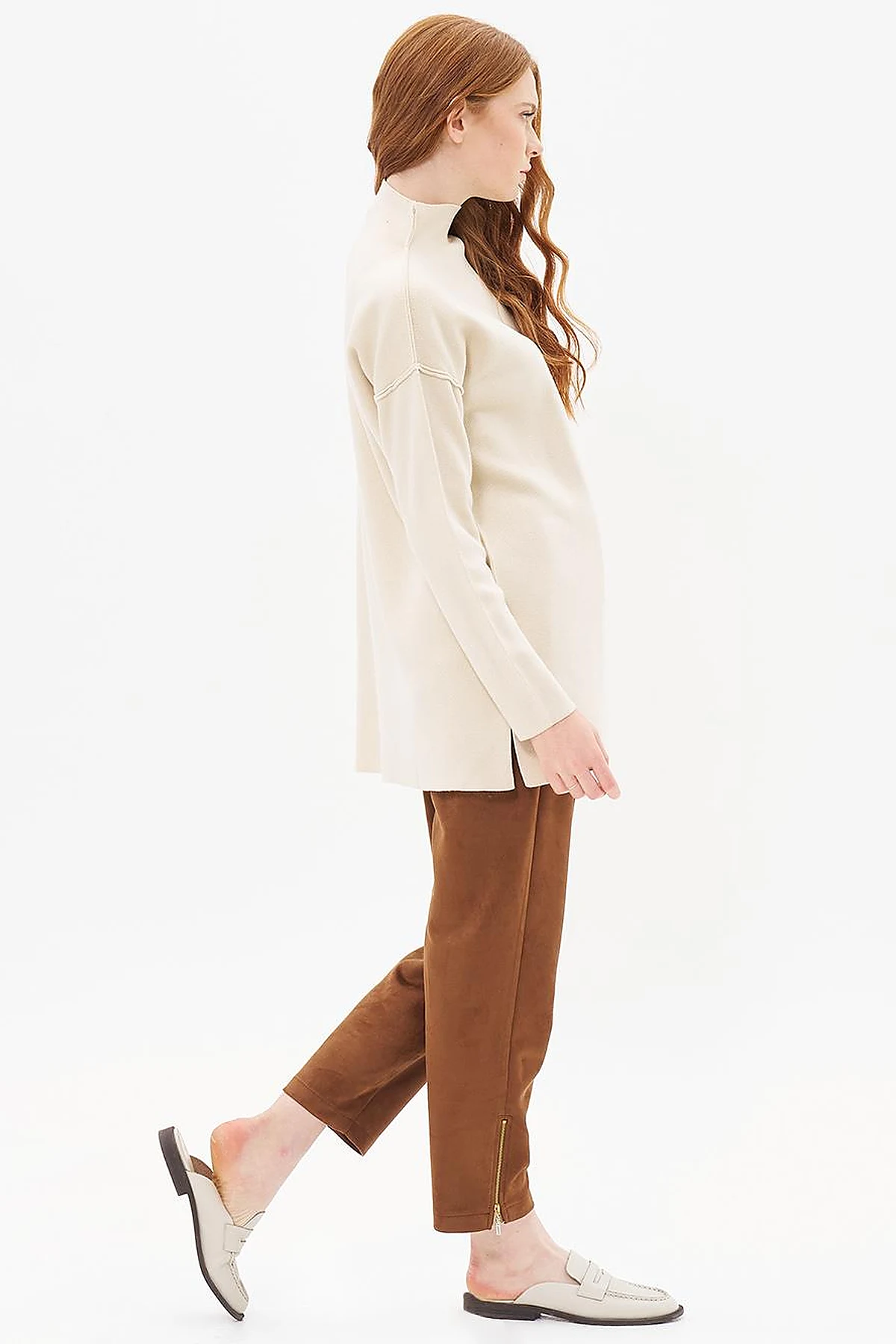 Boat Neck Knitwear Tunic Stone