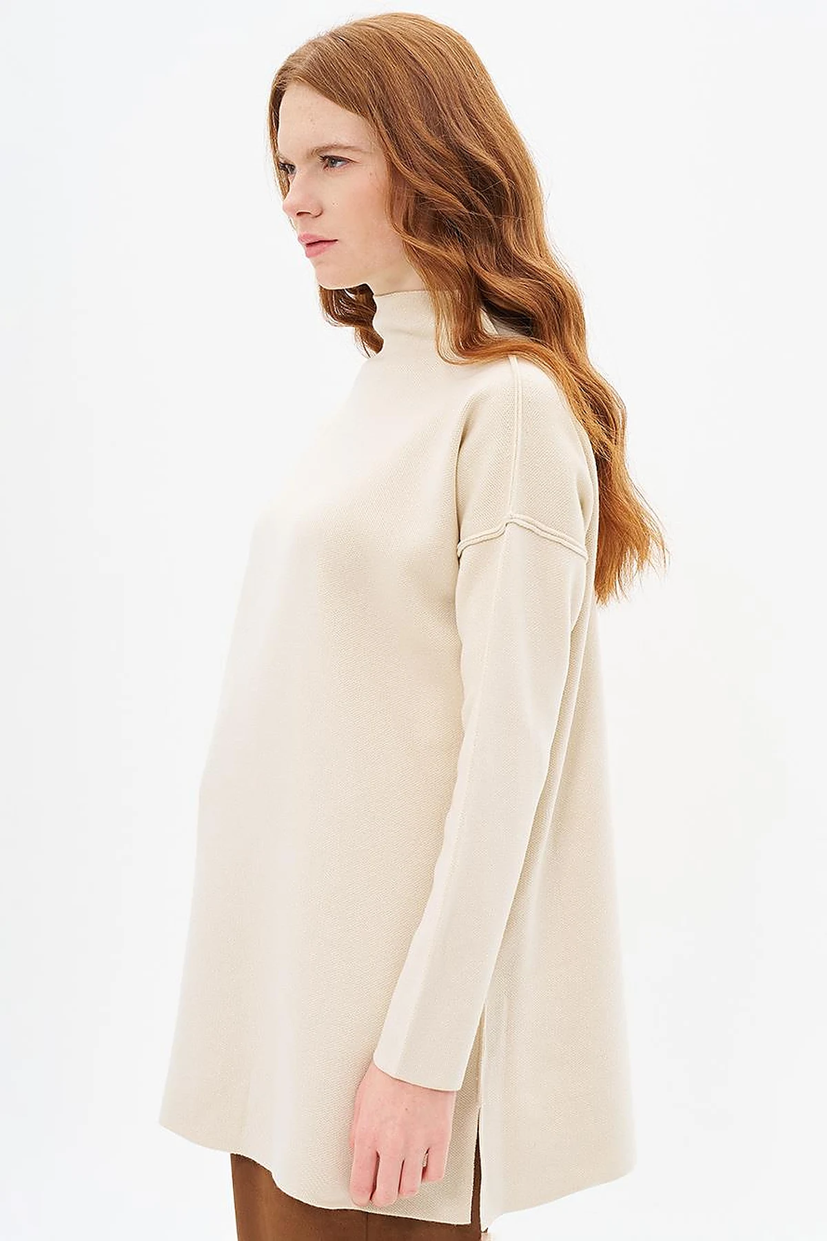 Boat Neck Knitwear Tunic Stone