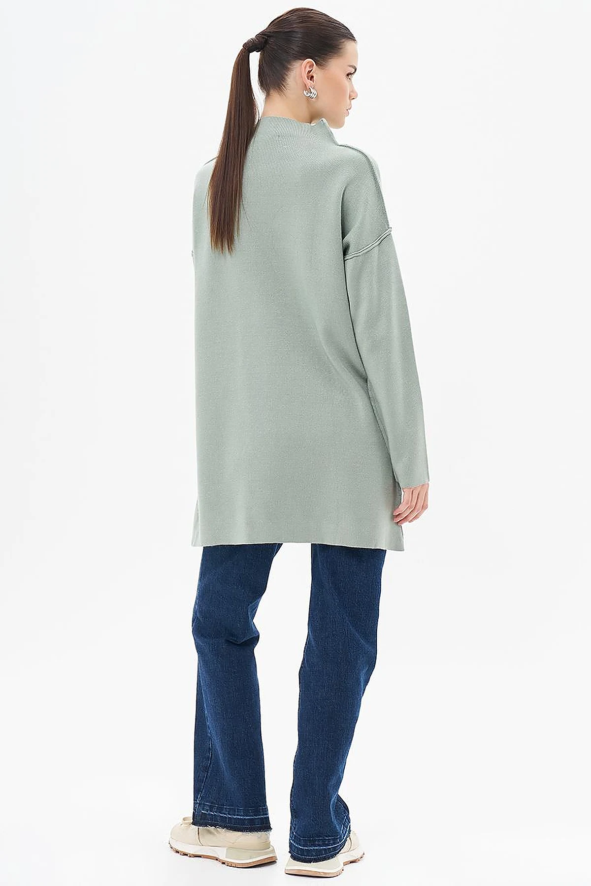 Boat Neck Knitwear Tunic Moss Green