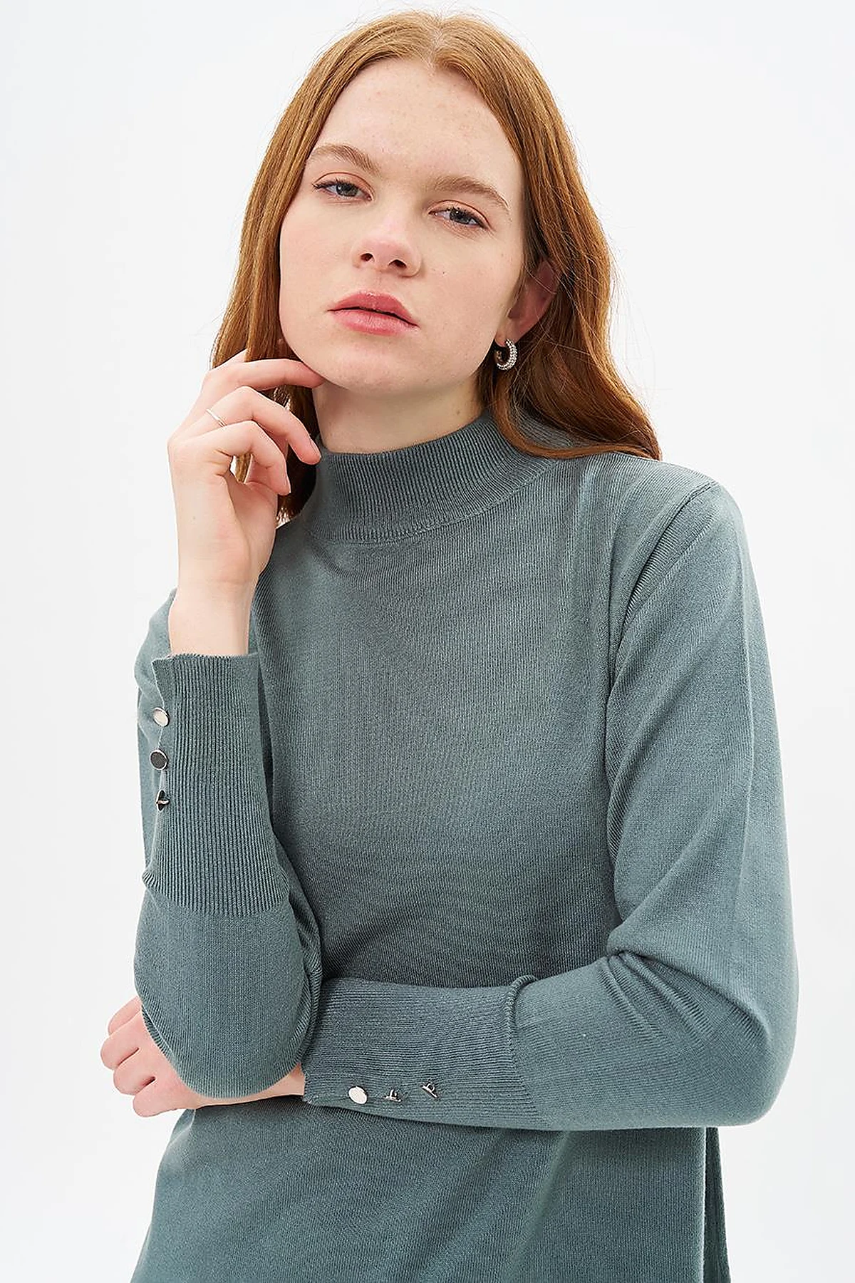 Turtleneck Basic Knitwear Tunic Mold Green