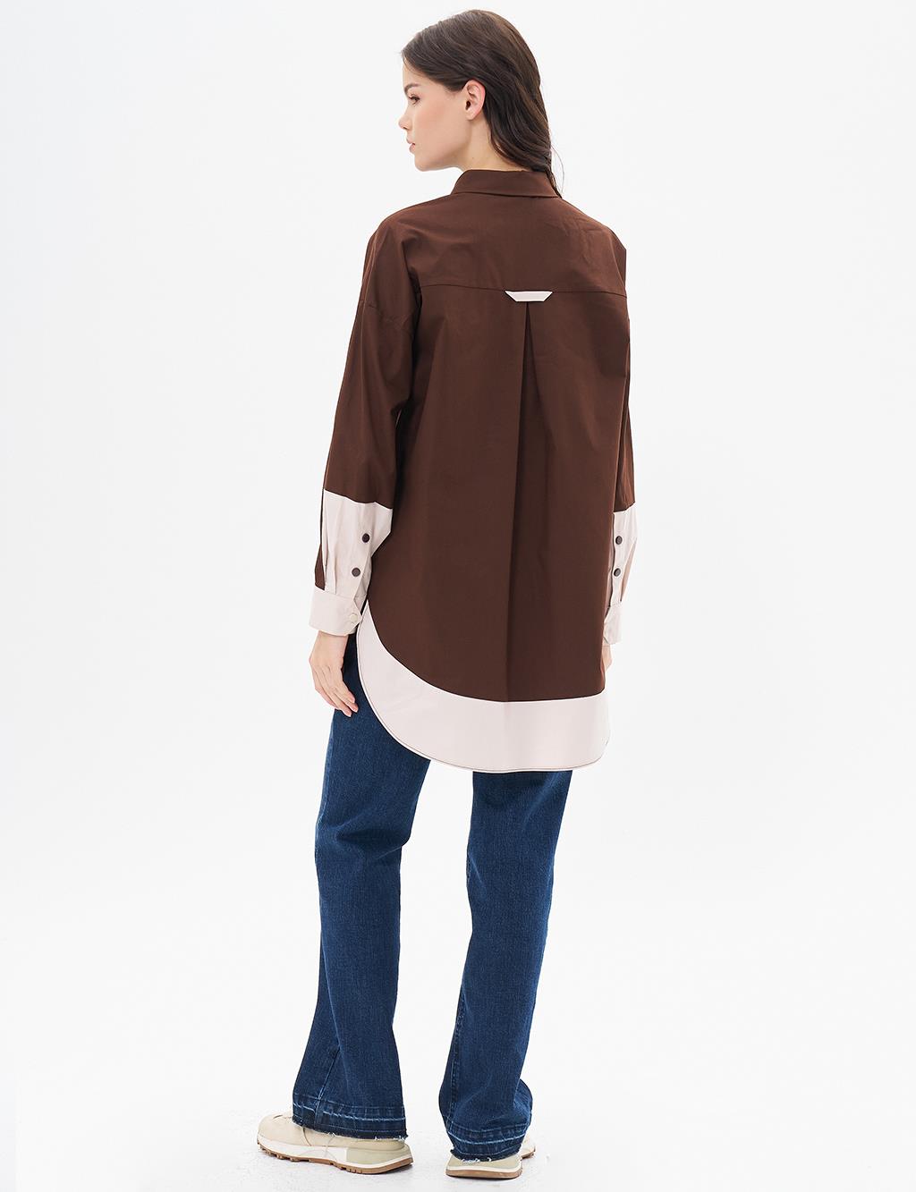 Punto Stitched Poplin Tunic Dark Brown