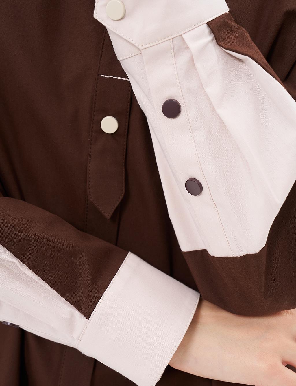 Punto Stitched Poplin Tunic Dark Brown