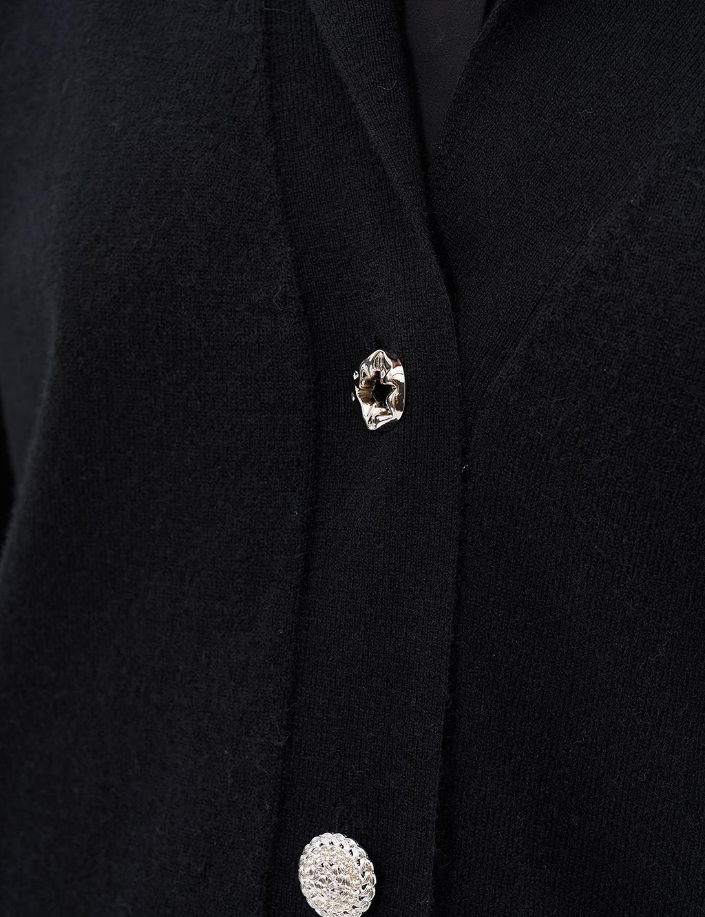 Shiny Buttoned Knitwear Cardigan Black