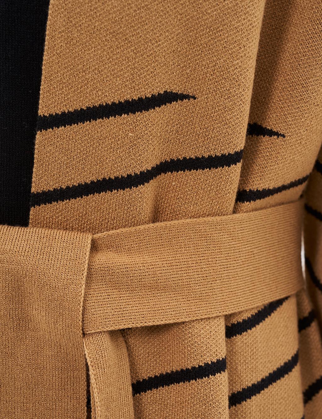 Long Collar Detailed Knitwear Cardigan Camel
