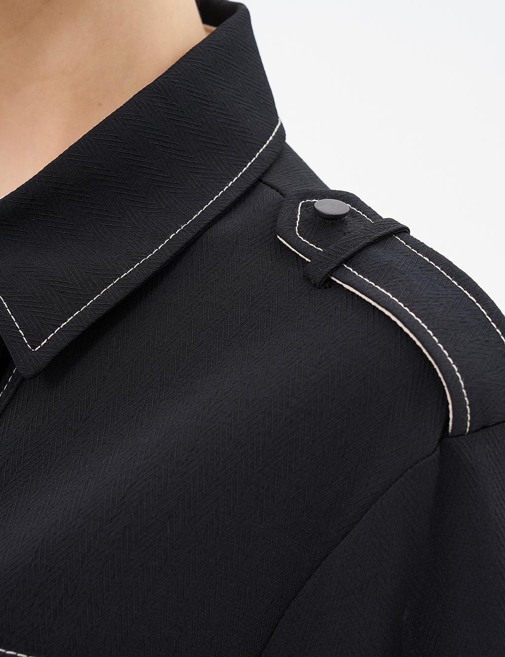 Punto Stitched Epaulette Detailed Tunic Black