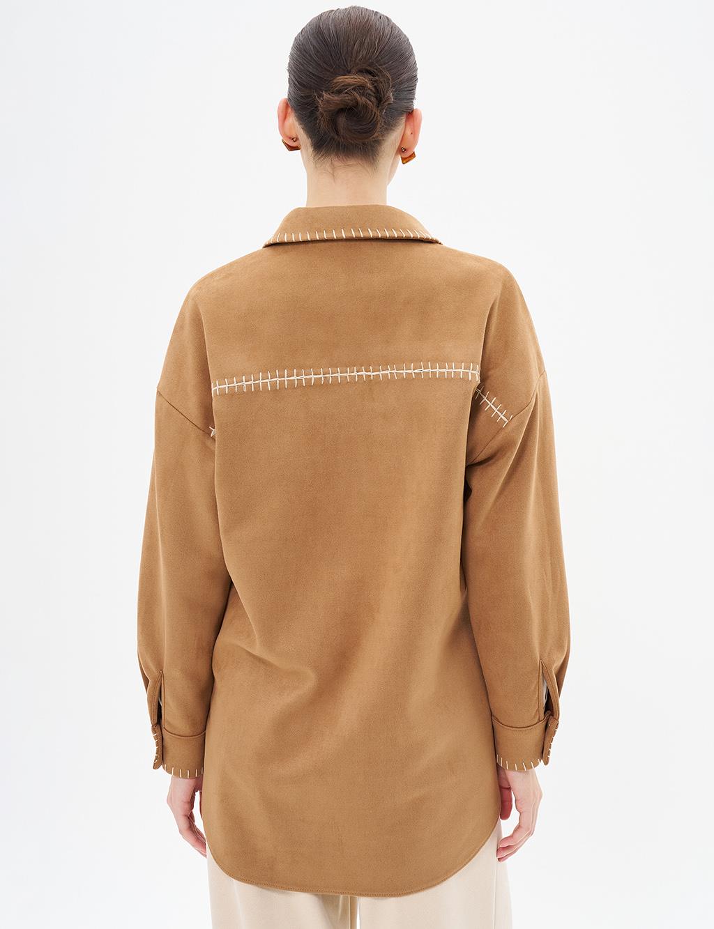 Punto Stitched Suede Tunic Camel