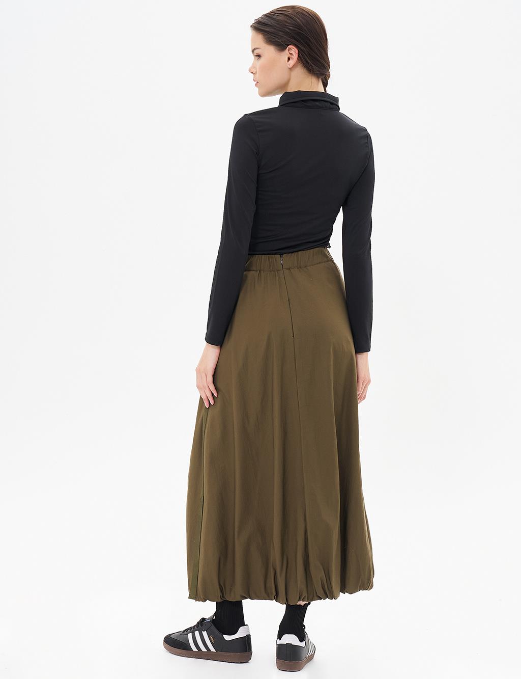 Metal Accessory Balloon Skirt Khaki