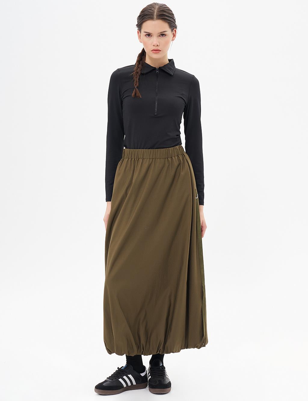 Metal Accessory Balloon Skirt Khaki