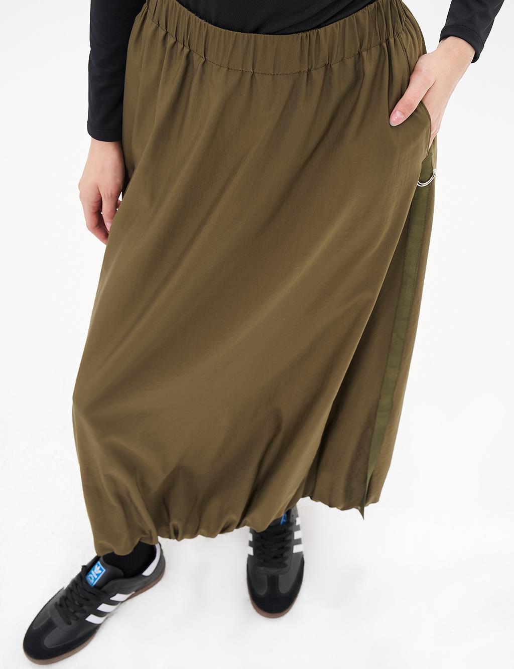 Metal Accessory Balloon Skirt Khaki