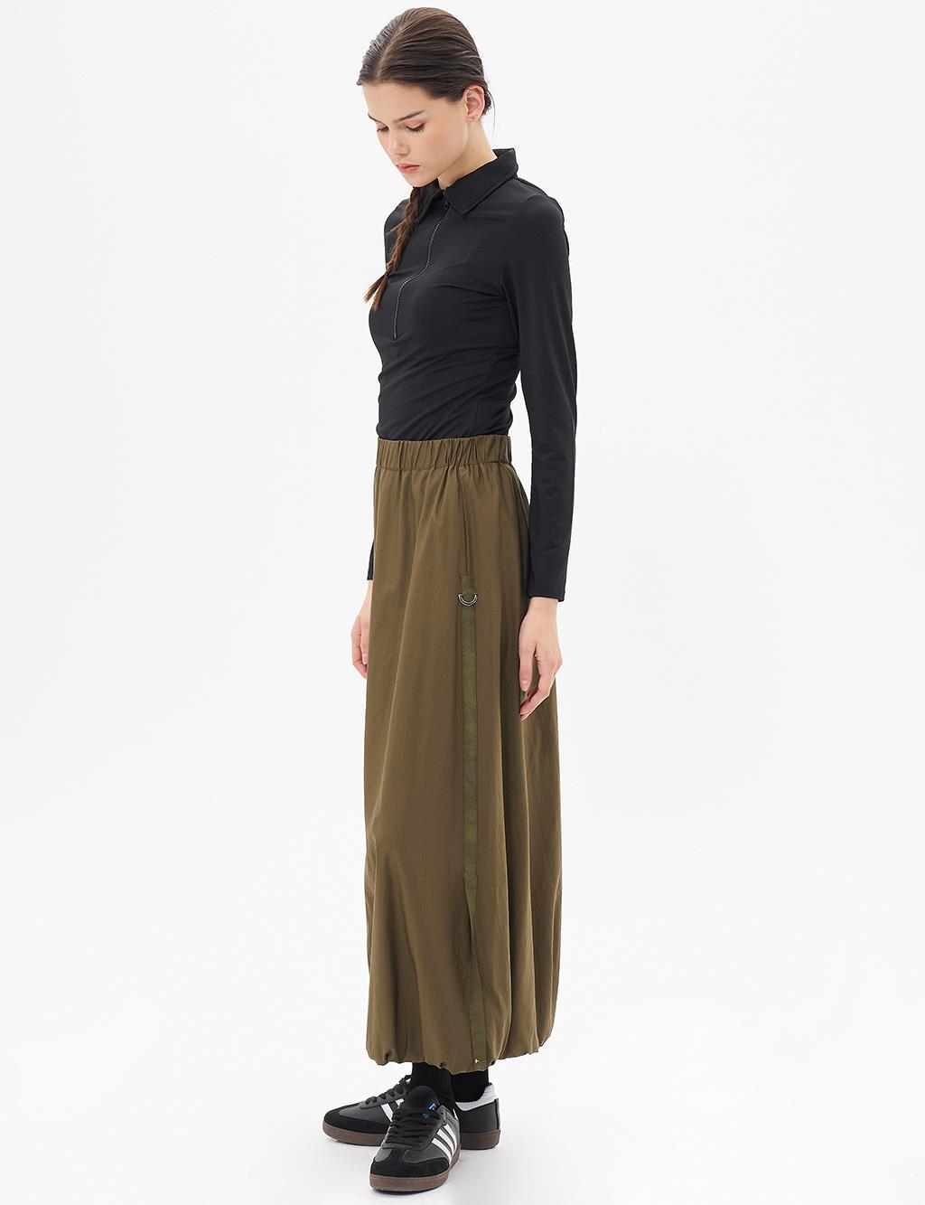 Metal Accessory Balloon Skirt Khaki