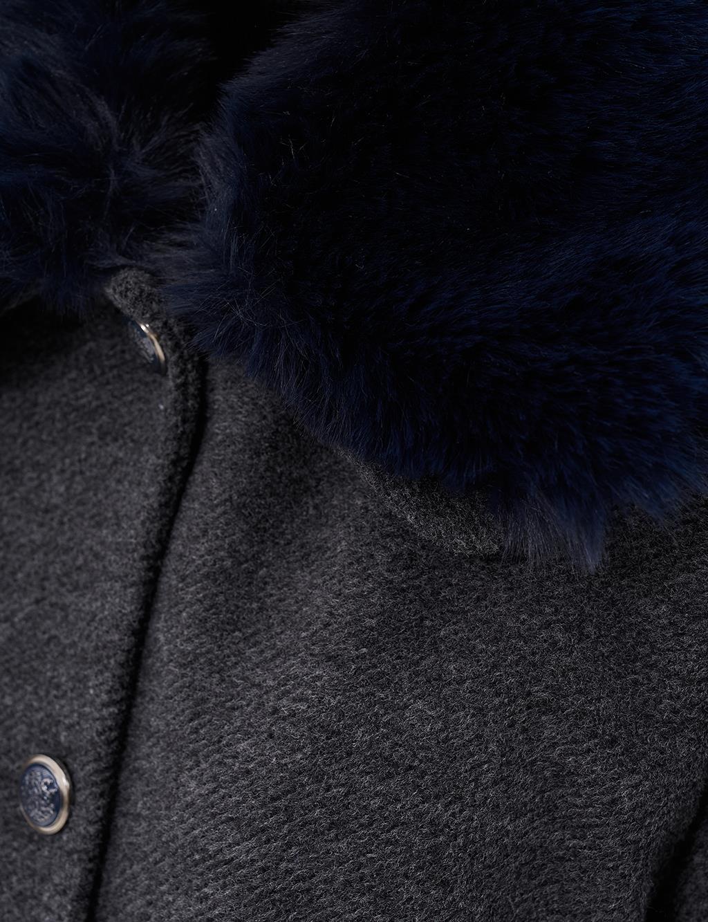 Faux Fur Coat Smoke Color