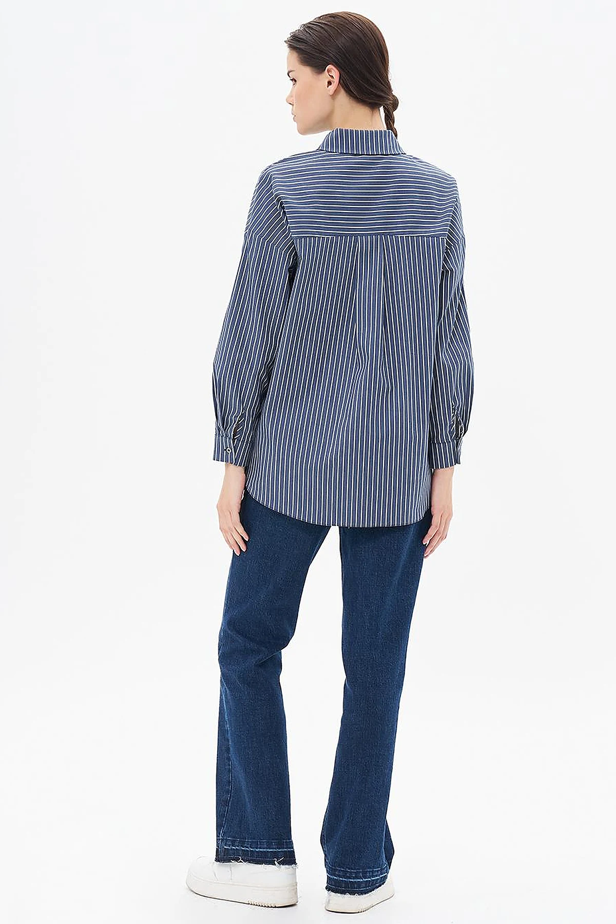 Striped Basic Tunic in Navy