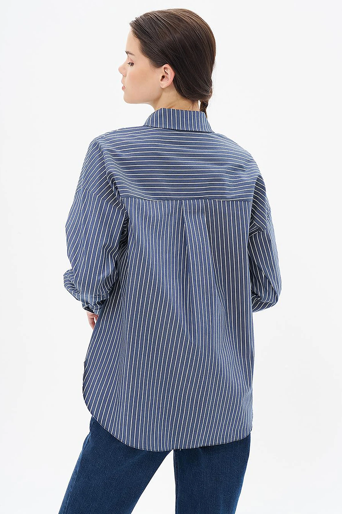 Striped Basic Tunic in Navy