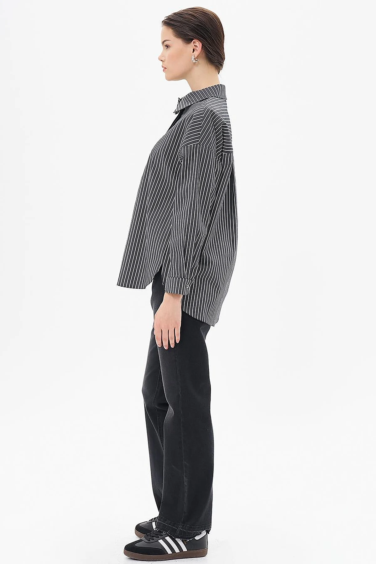 Striped Basic Tunic in Black