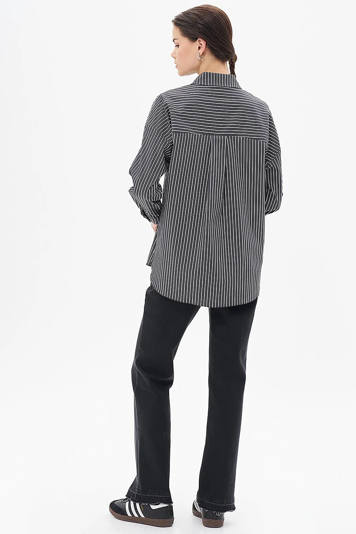 Striped Basic Tunic in Black