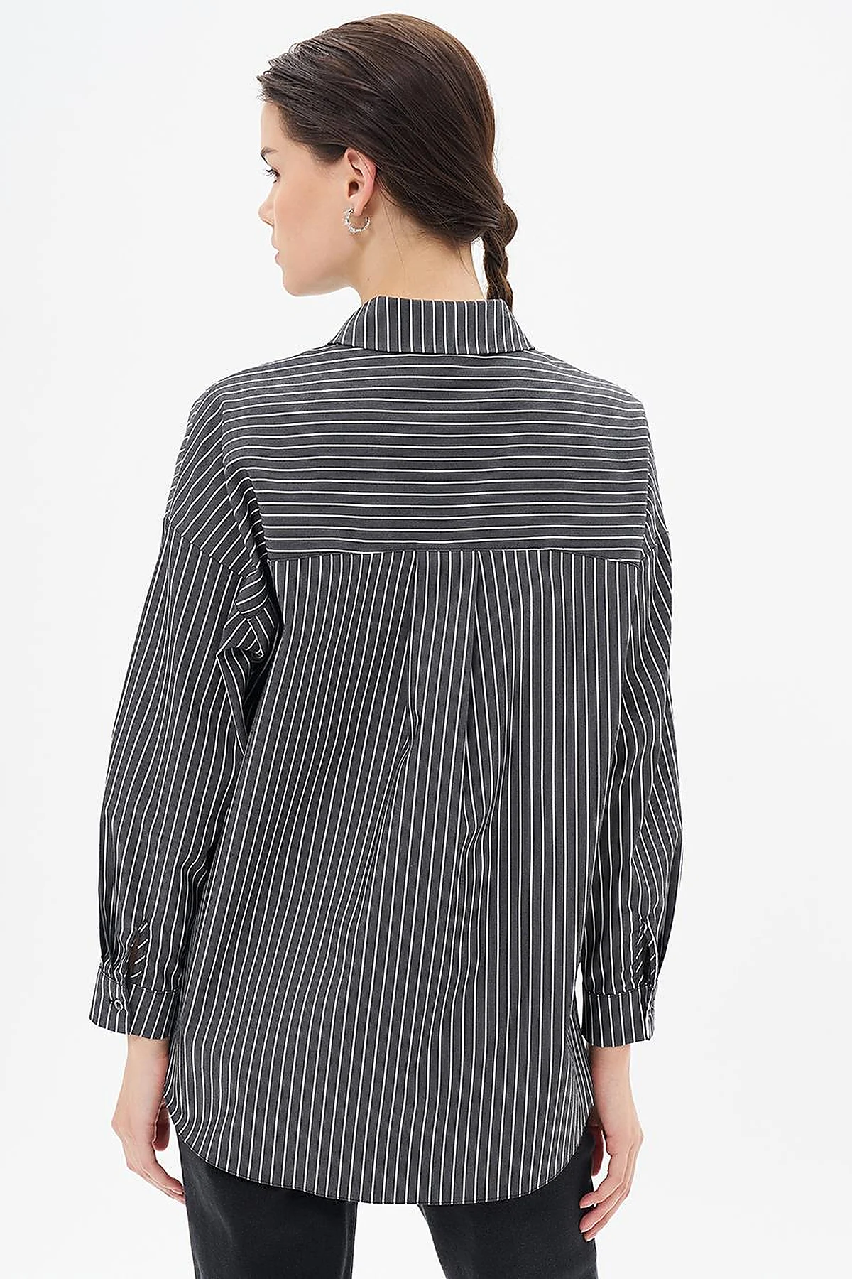 Striped Basic Tunic in Black