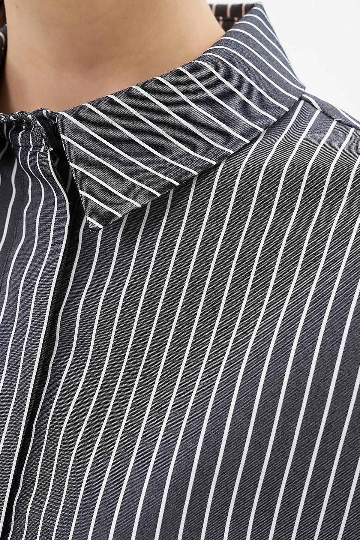 Striped Basic Tunic in Black