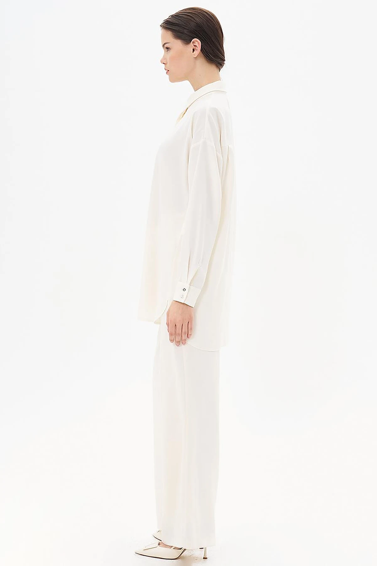 Basic Shirt Collar Tunic in Ecru