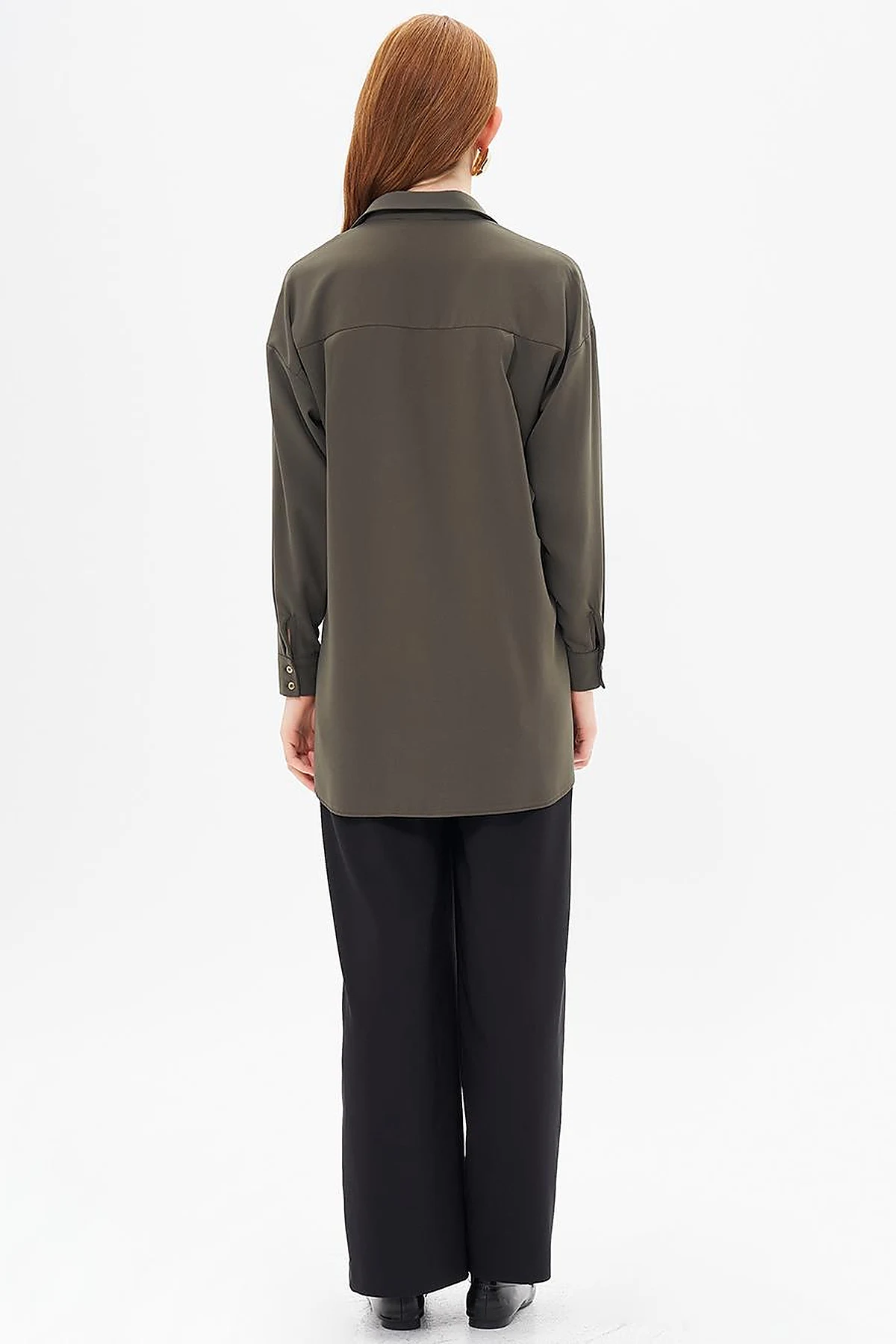 Basic Shirt Collar Tunic in Khaki