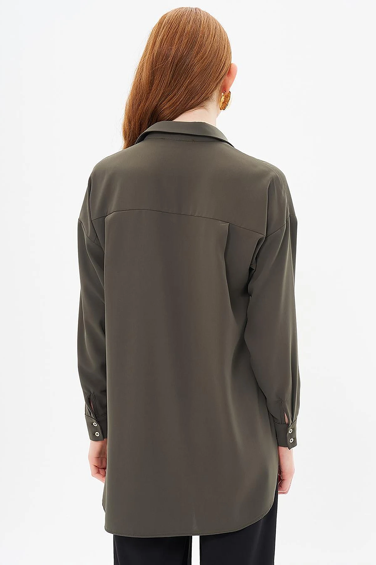 Basic Shirt Collar Tunic in Khaki